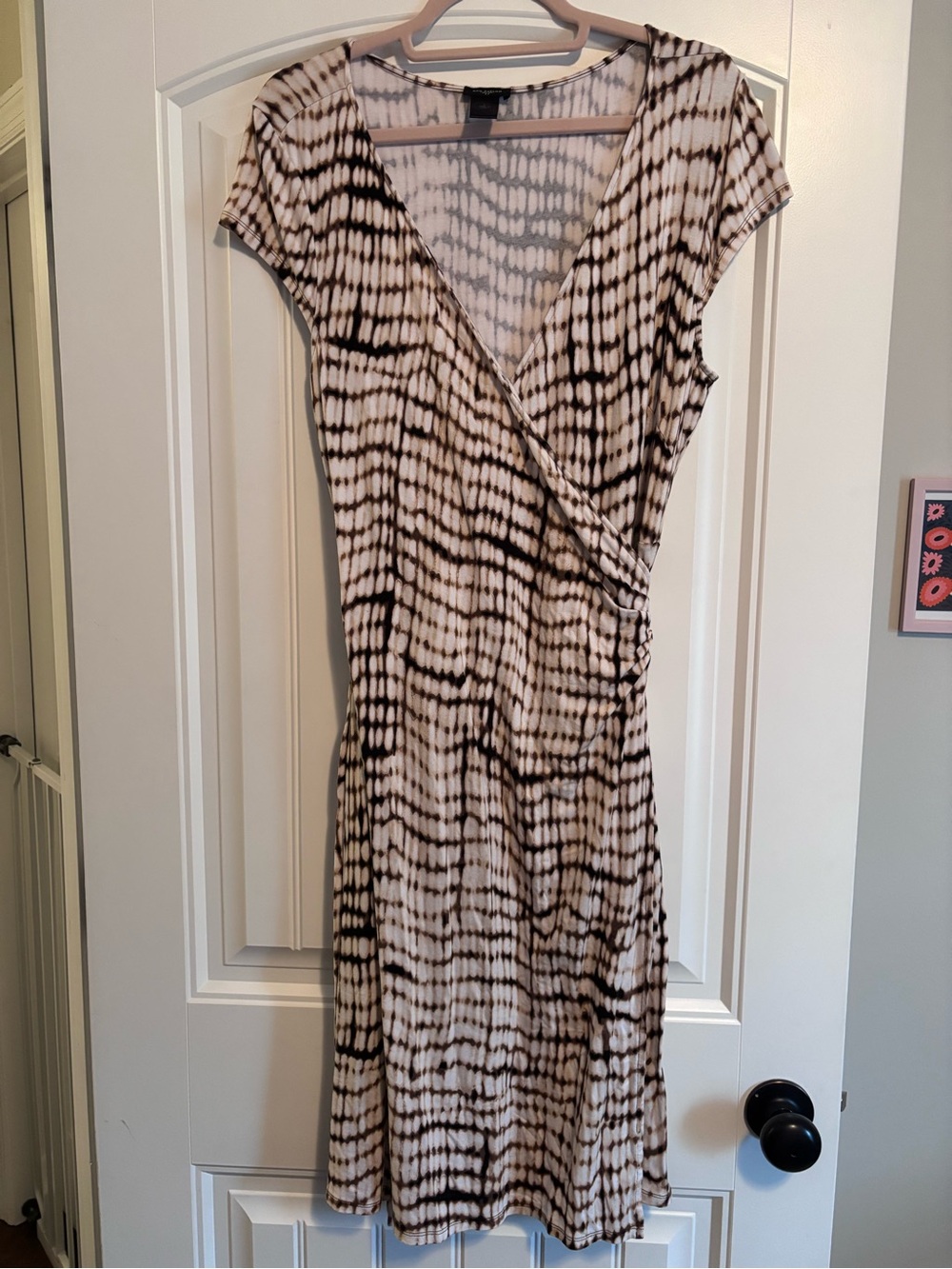 Ann Taylor Brown and Cream Wrap Dress - Size Large